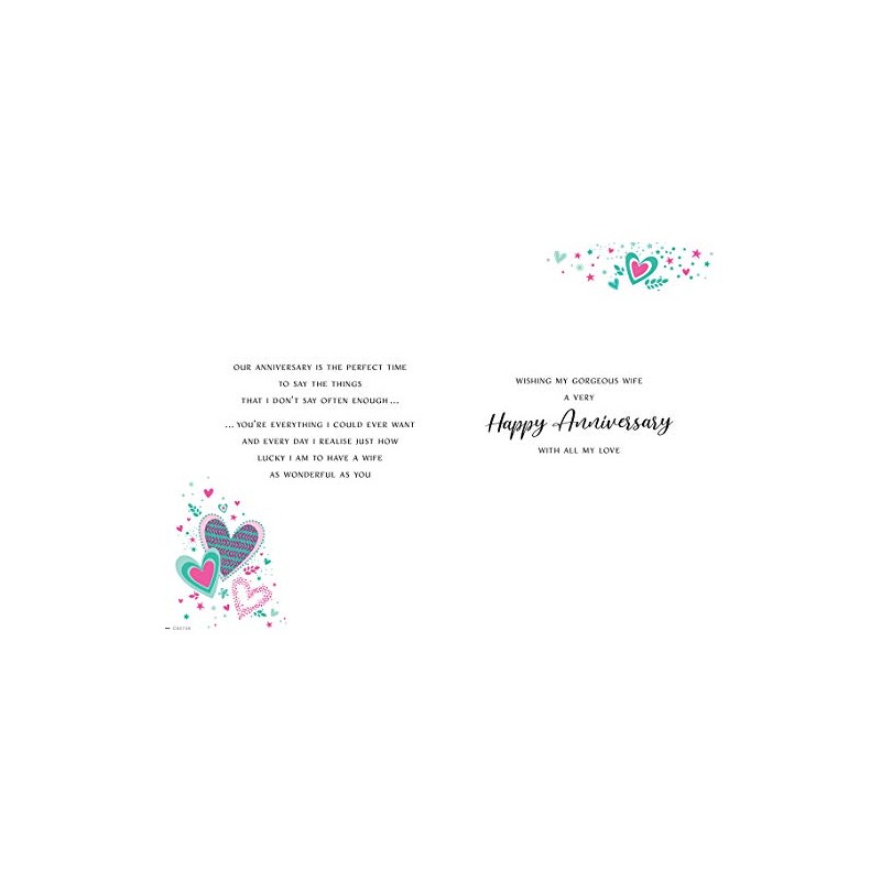 Modern Annivesary Card for Wife - 9 x 6 inches