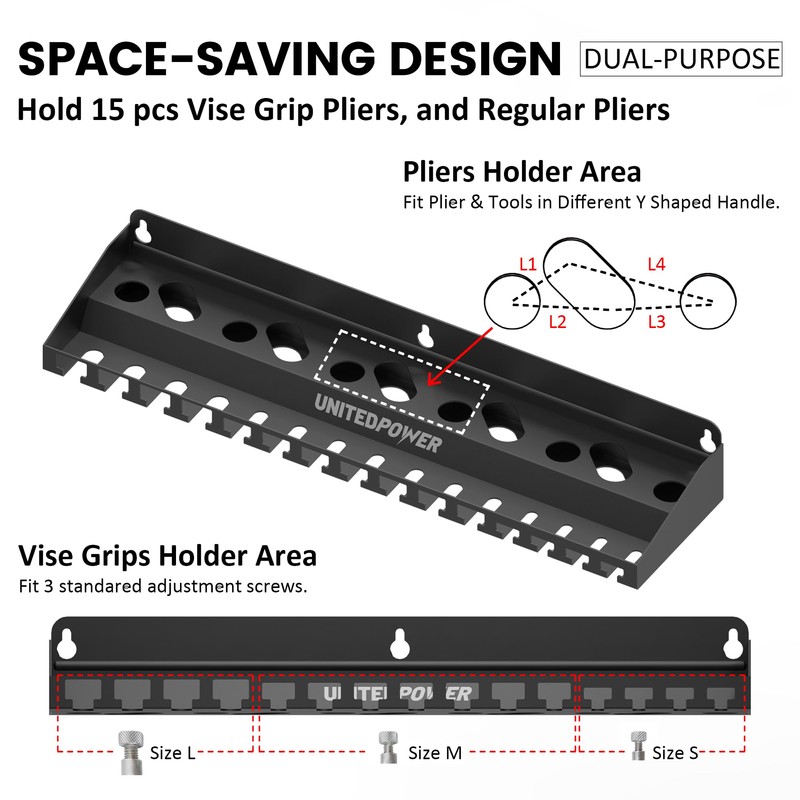 UNITEDPOWER Vise Grip Holder, Wall Mount Pliers Storage Rack Organizer