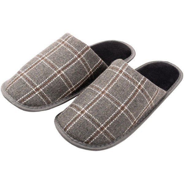 Alvisto Slippers, Indoor Slim, Room Shoes, Parent-child Style, Women's, Men's, Wool-filled, Suede Fabric, For Guests, 8.5 - 10.6 inches (21.5 - 27 cm), Winter Soft Slippers, Fleece Lined, Sewing, Non-slip, Unisex, Washable, gray