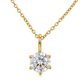 PEITEN Women's 18K gold-plated pendant necklace with transparent cubic zirconia shining in the center, simple yet stylish (gold)
