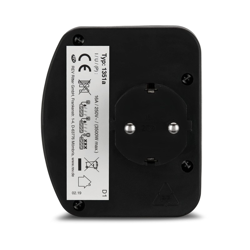 Rev Ritter 00135171 Adaptor 2+1 with Switch Black