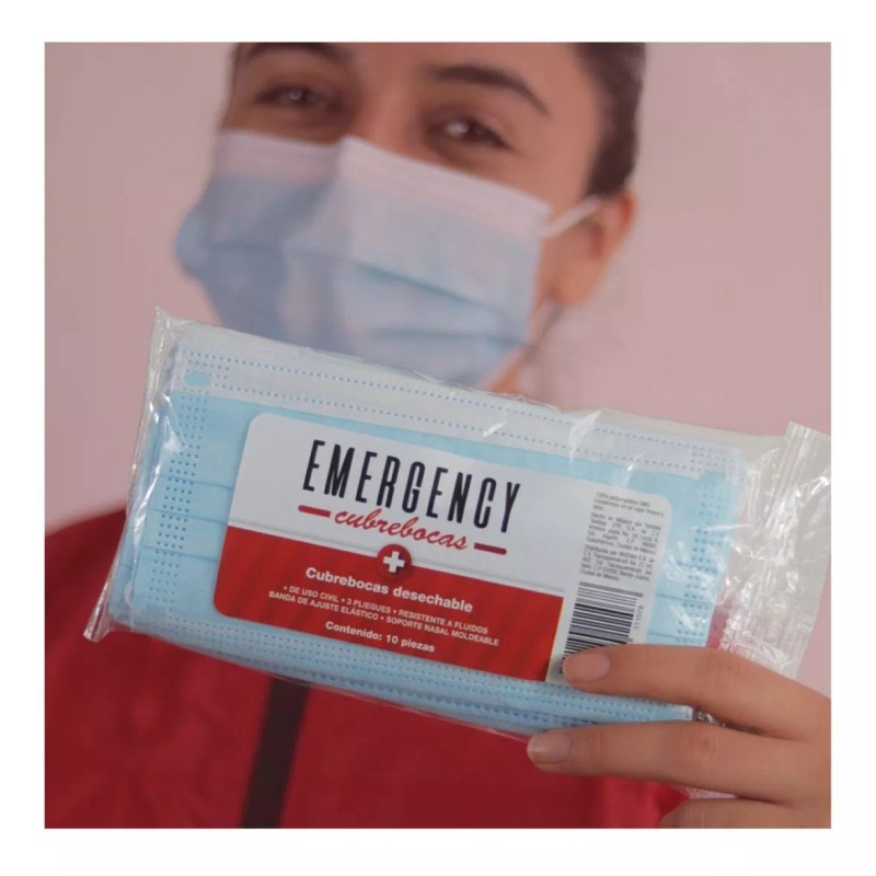 Emergency Tapabocas Tricapa Termosellados Desechables Emergency 50pz