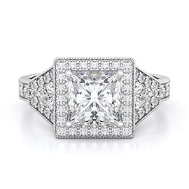 Sterling Couture 3 TCW Sterling Engagement Rings For Women Princess Cut Wedding Ring Set with Simulated Stones Size 7, silver, white gold, platinum