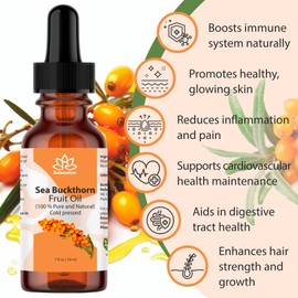 Relaxcation Sea Buckthorn Fruit Oil – Cold Pressed from Fruit Pulp, Pure Botanical Skincare for Face, Body & Hair, Lightweight Hydration, Rich in Omegas and Beta-Carotene (1 oz)