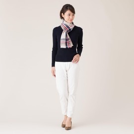 Pashmina Collection Merino Cashmere Scarf, Checked, Gift Box Included, composition white