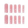 JUSTOTRY 24 Pcs Swirl Press on Nails Coffin with Pearls