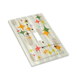 Xuejiaku Decorative Switch Plate Covers Mid Century Modern Retro Stars 1 Gang Wall Plate Single Toggle Light Switch Cover Plate Jumbo Electrical Switchplate Receptacle Faceplate for Bedroom Decor