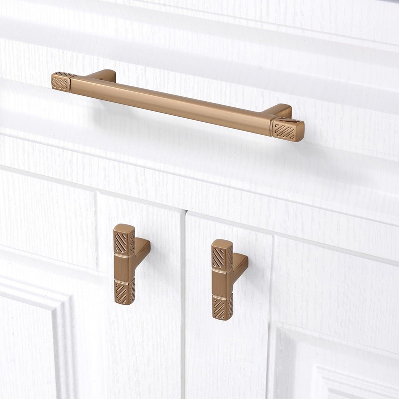 KNOKLOCK 10 Pack 5 Inch(128mm) Kitchen Cabinet Handles Champagne Bronze