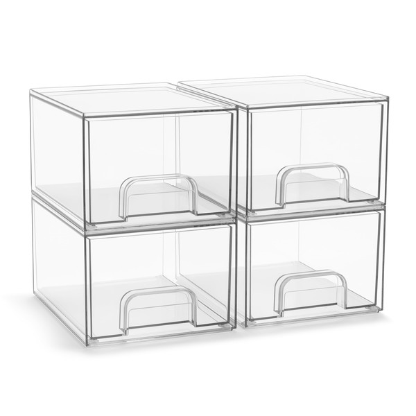 Sorbus Acrylic Storage Containers - 4 Pack, Stackable Storage Bins