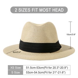 Jastore Little Kids Girls Boys Summer Fedora Straw Hat Wide Brim Floppy Beach Sun Visor Hat (Style B-Beige, 3-6 Years)