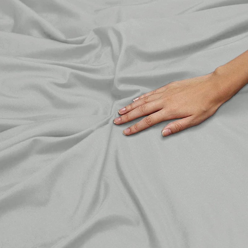 Oxford Homeware Silver Double Fitted Sheet -100% Brushed Microfibre 1800