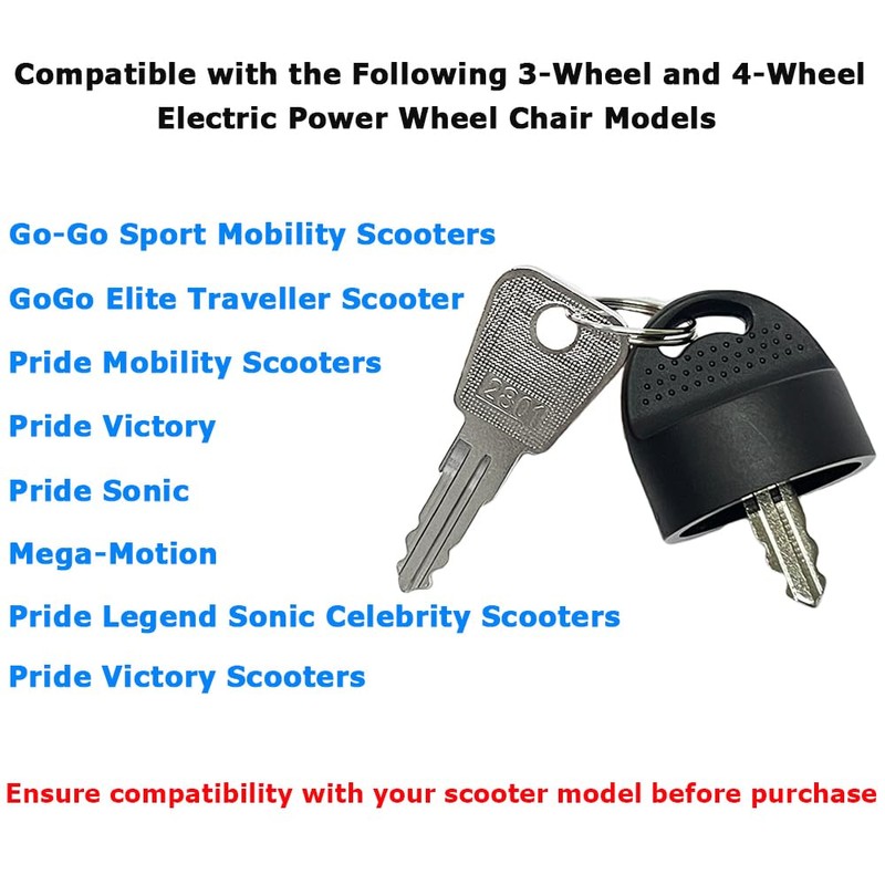 Easy Pull Key Set for Pride Mobility, Universal Replacement Compatible