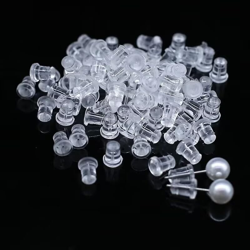 Earring Backs,100pcs Soft Clear Earring Backs for Studs,Hypoallergenic Silicone Earrings