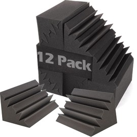 Acoustic Foam Bass Traps -12 Pack Wall Corner Studio Foam Blocks 12" X 7" X 7" Low-Frequency Sound Absorption Material for Home Studio and Theater etc. (12 Pack, Bass traps)