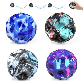ZITUZY Pack of 3 Moon Ball, 7 cm High Jumping Rubber Ball, Multicoloured Space Jumping Ball, for Children, Outdoor Toy