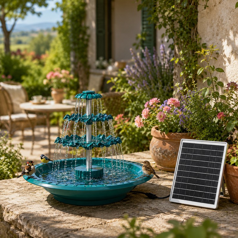 3-Tier Solar Bird Bath Fountain with 3.5W Detachable Solar Panel