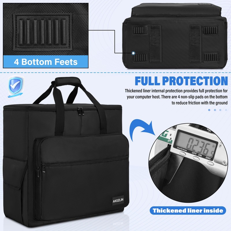 AKOZLIN Desktop Carrying Case PC Tower Travel Case with Detachable