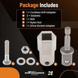 maXpeedingrods Trailer Jack Electric Drill Adapter with 1/2 Inch Socket Adapter Bit, Stainless Steel Top Wind Trailer Jack Cordless Drill Adapter