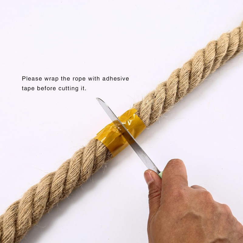 VANJUANWES 3/4 inch x 98ft Hemp Rope Thick Rope Natural