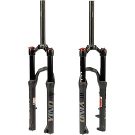 BUCKLOS YINO 24 inch MTB Air Suspension Fork 120mm Travel, 100 * 15mm Thru Axle Disc Brake, 1-1/8" Straight Tube Manual Lockout XC AM Ultralight Mountain Bike Front Forks - Color: black-QR