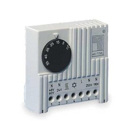 Rittal 3110000 Light Grey Thermostat for Fans and Heaters, 2-3/4" Width x 2-3/4" Height x 15/16" Depth, 115/230V AC, 24/48V DC