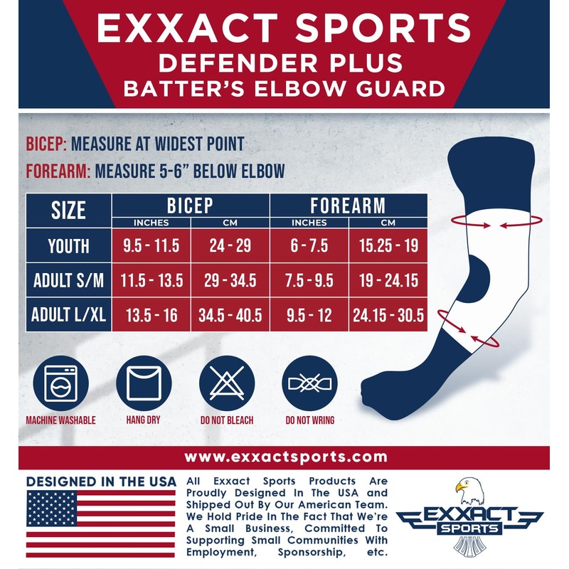 Exxact Sports Defender Plus Softball Elbow Guard Baseball, Batters Baseball