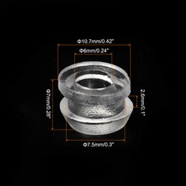 sourcing map 50 PCS Inner Dia 6mm Mount Dia 7.5mm Height 7mm Clear Rubber Wiring Grommets Gasket Ring Cable Protector