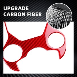 Car Gear Shift Display Frame, Real Carbon Fiber Covers for Alfa Romeo Giulia(2015-2019), for Stelvio(2017-2019), Protect Decor Stickers Interior Car Accessories, Red