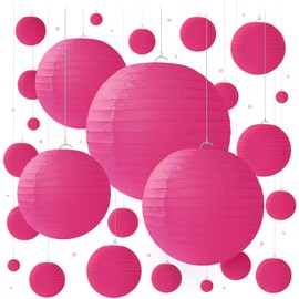 Hot Pink Paper Lanterns - 25 Piece Set - Party Decorations for Birthdays, Weddings and Special Occasions by Avoseta