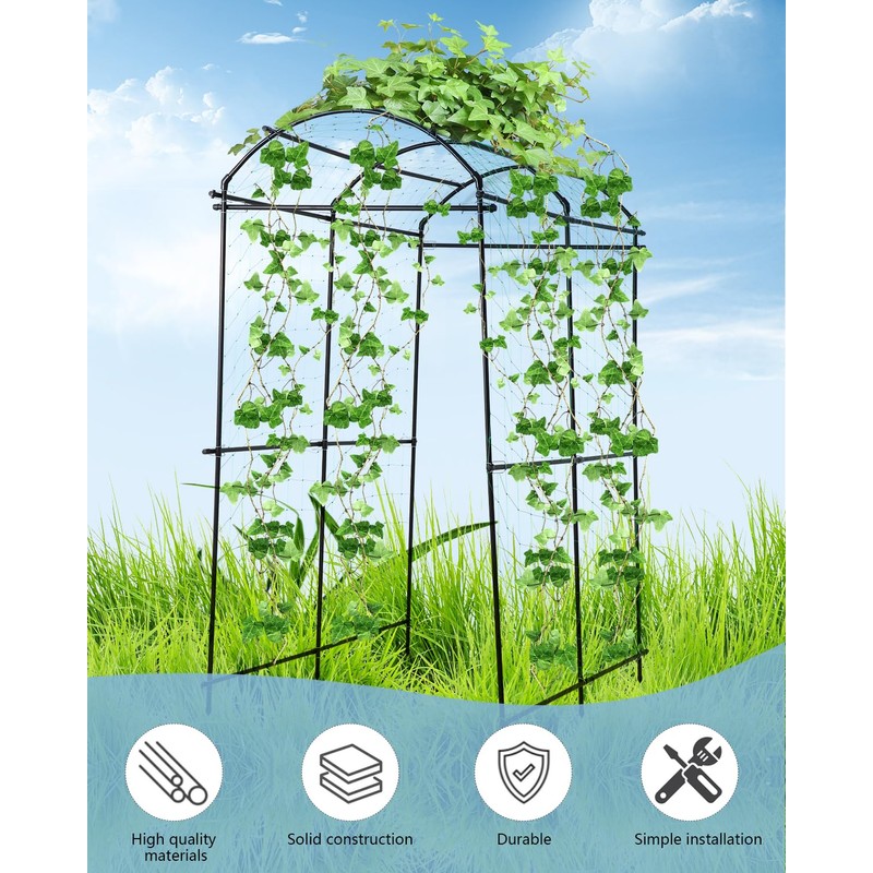 FAHKNS 7FT Garden Arch Trellis for Climbing Plants Outdoor, Polyethylene-Coated