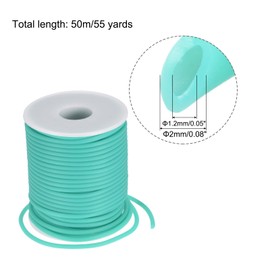 MECCANIXITY Rubber Cord 55 Yards(50m) 2mm Dia 1.2mm Hole Light Blue Hollow Tubing for DIY Craft Beading Necklaces Bracelet