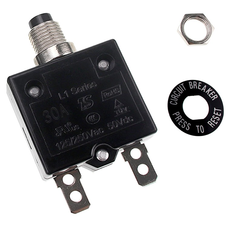 RKURCK 125-250V AC 50V DC Push Button Circuit Breaker 30Amp