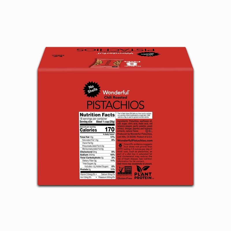Wonderful Pistachios Sin Cascara Chili Roasted 63g - Paquete de