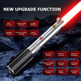 BSTSABER Upgrade App Control RGB Lightsaber, Smooth Swing 16 Sets Sound Effects 3 Light Effects and 16 Colors Change, Metal Light Saber for Adults Kids Cosplay Gift (RGB 16 Sound Effects-A)