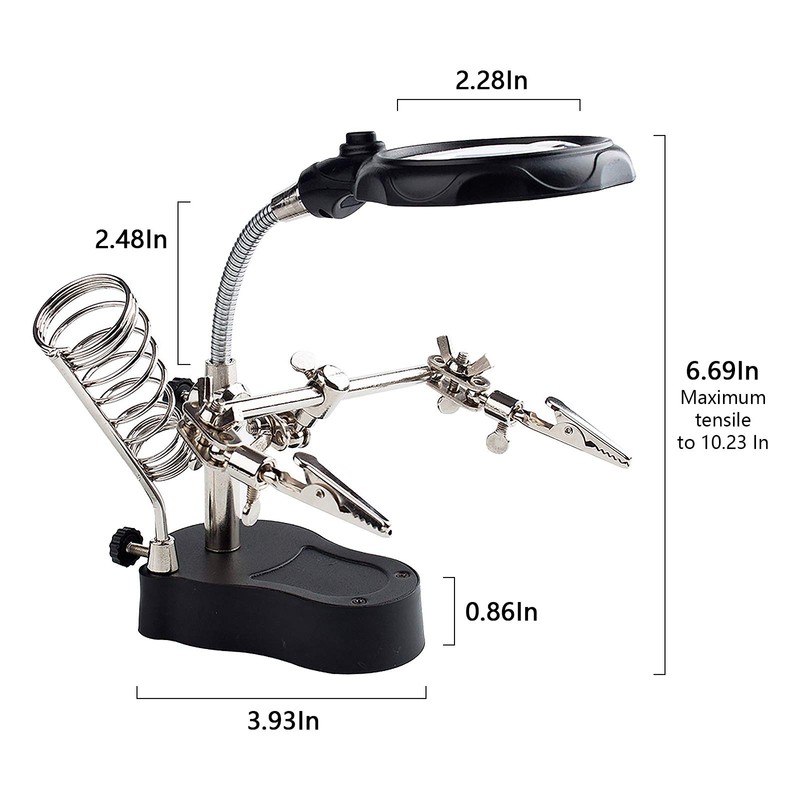 3.5X12X Helping Hands Soldering Station with LED Light & Alligator