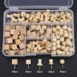 Nautral Wooden Pushpin Push Pins Decorative DIY Tool 10 mm for Home Office Craft Projects, Natural Colour, Pack of 180
