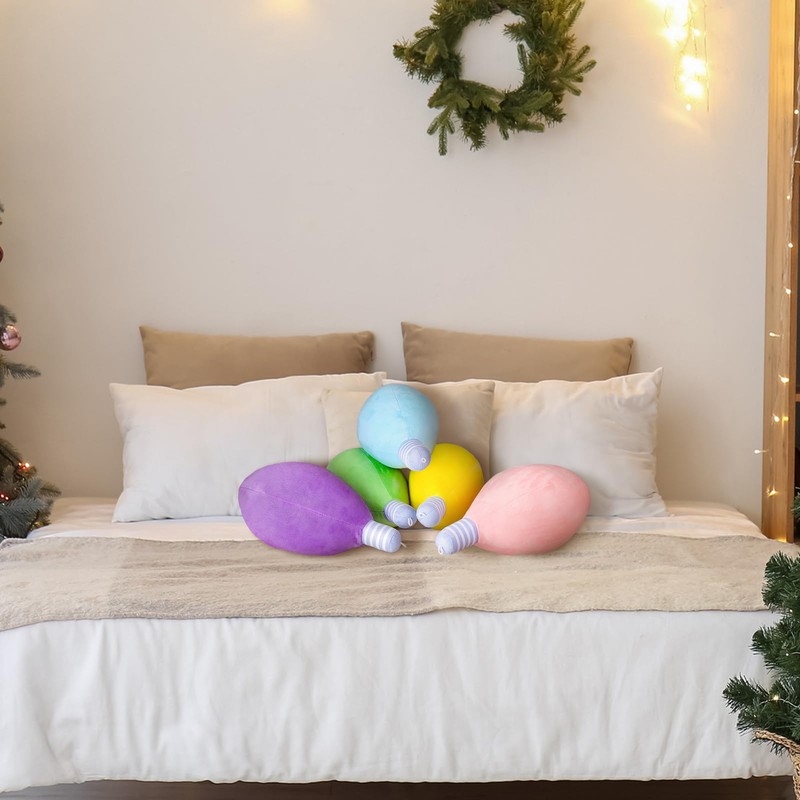 5 Pcs Christmas Light Bulb Pillows Christmas Throw Ornament Pillows