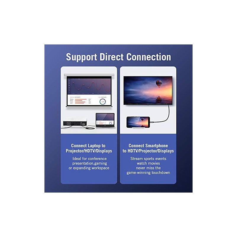 Flaretech 2 Meter Type-C to HDMI Cable 4K@60Hz Compatible -with