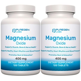 Magnesium Oxide 400mg [High Potency] Supplement | 2 Pack - Total 240 Tablets