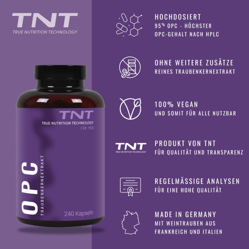 TNT OPC (240 vegane Kapseln) • Traubenkernextrakt hochdosiert • 600mg