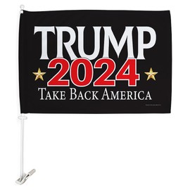 Trump Take Back America Flag Black For Car Black Bandera Para Carros Window Clip Pole Mount Kit Rally Shooting 2024 Poster Auto Decor MAGA Sign Outdoor Decorations Republican Gift Made In USA