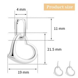 KOSE 14K Gold Huggie Hoop Earrings Heart Drop and Dangle Earrings for women Gold and White Gold Plating (White Gold)