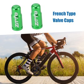 A ABSOPRO Tire Valve Caps French Dust Covers for Bicycle Road Green Set of 2