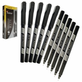 Fineliner Pens, BLACK, Pack of 10, Extra Fine Point (0.3mm), VAI-DTK Fine Line Pens, Fineliners for Draw Sketch Write Pens, iVAIDEX Black Ball Pen
