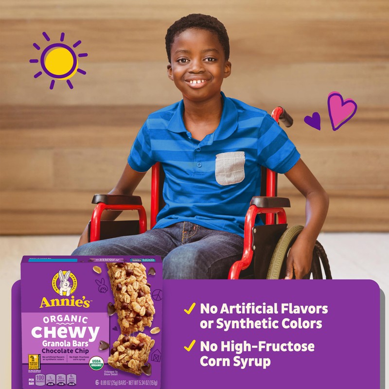 Annie's Organic Chewy Granola Bars, Chocolate Chip, 6 Bars, 5.34