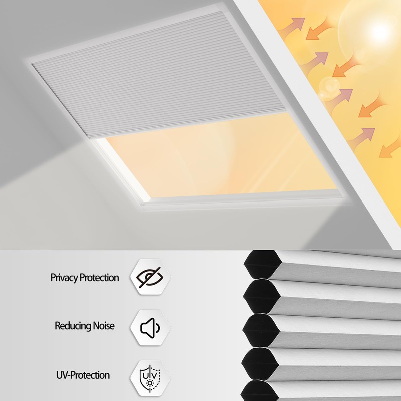 MYshade Custom Cordless Skylight Shades,100% Blackout Cellular Honeycomb Blinds for