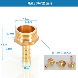 Male BSP Thread 3/4" Male Thread Pipe Fitting 10 mm Barb Hose Tail Connector for Pond/Pool/Hose Pipe Adapters (Pack of 2)