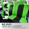 Automotive Seat Covers Green Universal Fit Combo Set with Steering
