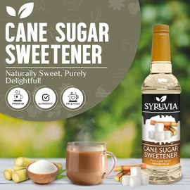 Syruvia Cane Sugar Sweetener Coffee Syrup - 25.4 fl oz. Premium Coffee Flavoring Syrup. Kosher and Gluten-Free. Perfect for Enhancing Drinks, Sodas, Shakes, Desserts, and More.