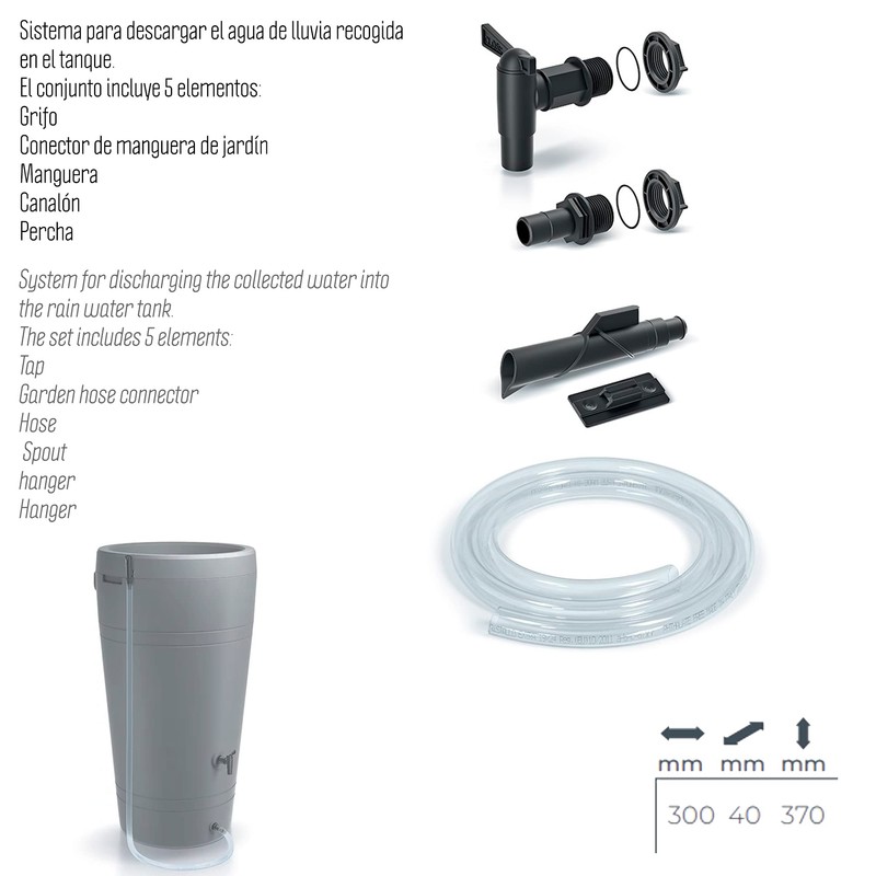 Accessory Set for Rainwater Tanks/Bins (Pack of 5) ICANSET 5,